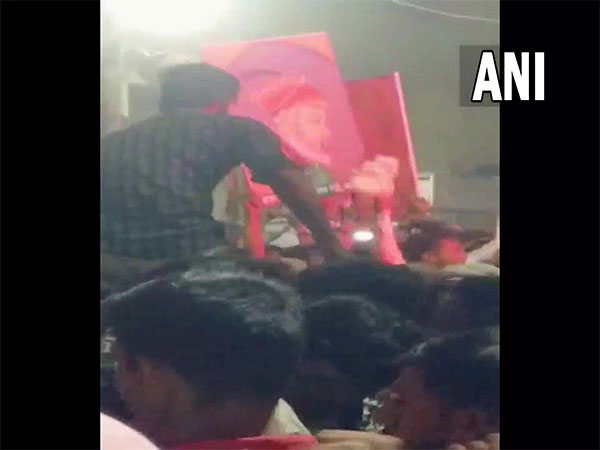 Visual from the viral video of people dancing with Aurangzeb's photo (Photo/ANI)