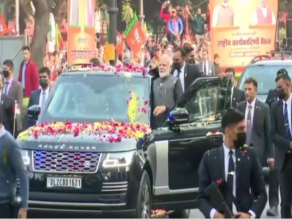 Prime Minister Narendra Modi at roadshow in Delhi (Photo/ANI)