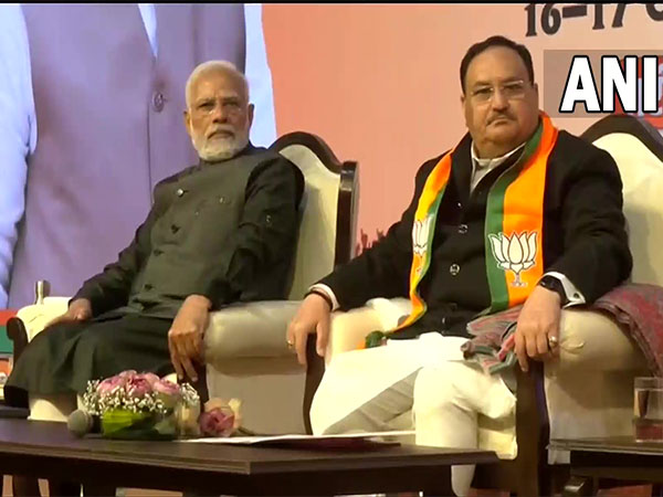 Prime Minister Narendra Modi, BJP chief JP Nadda at NDMC Convention Centre in Delhi (Photo/ANI)