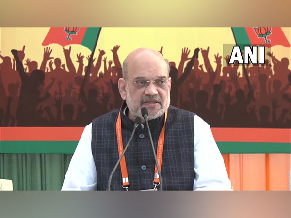 Union Home Minister Amit Shah at the press conference. (Photo/ANI)