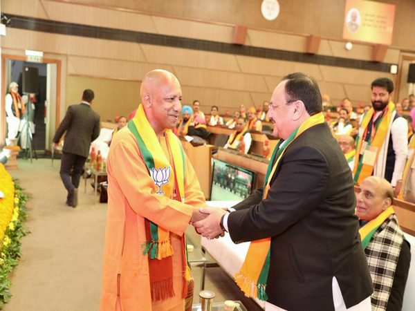 Uttar Pradesh Chief Minister Yogi Adityanath and BJP president JP Nadda (Photo/ANI)
