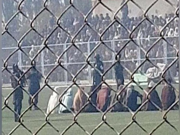 Taliban public flogging in Ahmad Shahi Stadium in Kandahar. (Photo Credit - Twitter/Shabnam Nasimi)