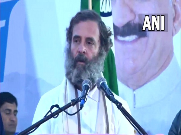 Rahul Gnadhi addresses the gathering in Gatota (Photo/ANI)
