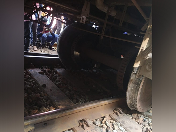 Wheel of the derailed coach at Shivalingapuram station (Photo/ANI)