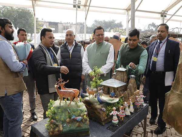 Uttarakhand Chief Minister Pushkar Singh Dhami inspecting Uttarakhand tableau in New Delhi.
