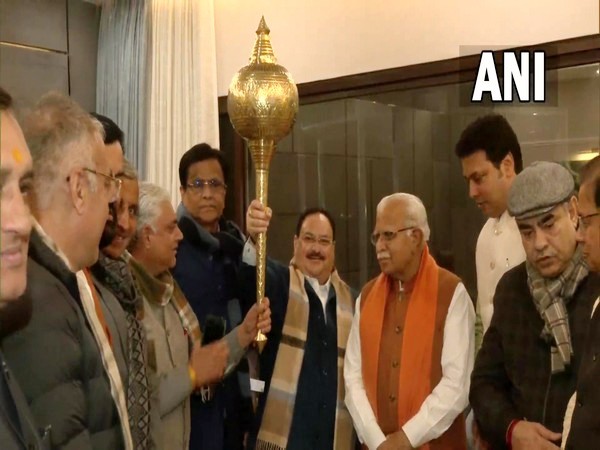 Haryana CM Manohar Lal Khattar at BJP national president JP Nadda's residence in New Delhi. (Photo/ANI)