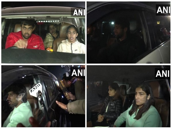 Wrestlers leaving Sports minister's residence after 3-hour long meeting (Photo/ANI)