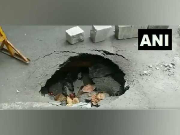 Road caved in Bengaluru's Ittamadu area (Photo/ANI)