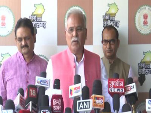 Chhattisgarh Chief Minister Bhupesh Baghel at a press conference in Raipur. (Photo/ANI)