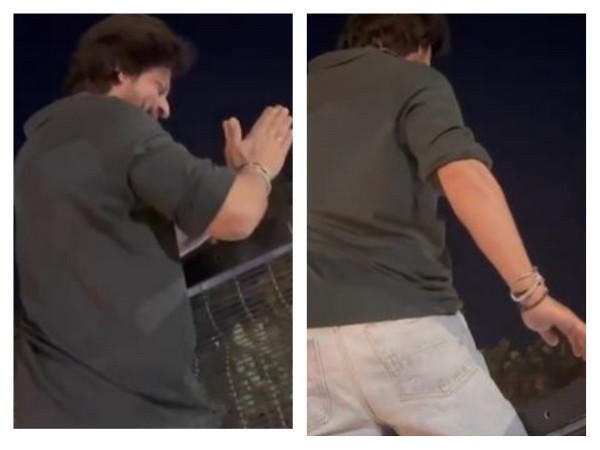 Shah Rukh Khan greeting fans gathered outside his house (Image Source: Instagram)