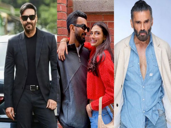 Ajay Devgn, Athiya Shetty, KL Rahul and Suniel Shetty