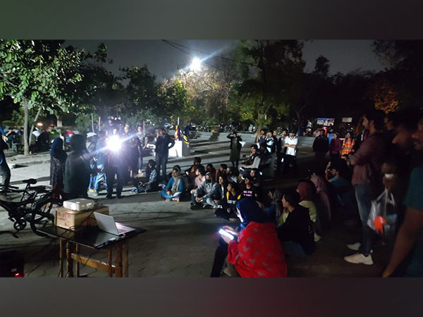 Students of Hyderabad Central University at screening (Photo/ANI)