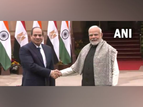 Egyptian President Abdel Fattah El-Sisi and PM Narendra Modi at Hyderabad House in New Delhi (Photo/ANI)