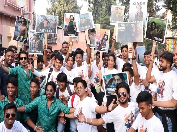 'Pathaan' fans celebrating the film's release