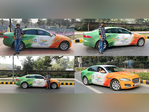 Gujarat man facelifts his Jaguar car in G20 colors, drives to national capital to raise awareness (Image: ANI)