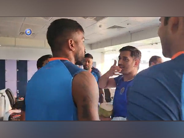 A visual of MS Dhoni interacting with players. (Photo- BCCI)