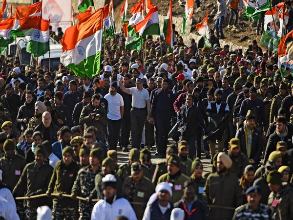 Congress leader Rahul Gandhi during Bharat Jodo Yatra in Ramban (Photo/ANI)