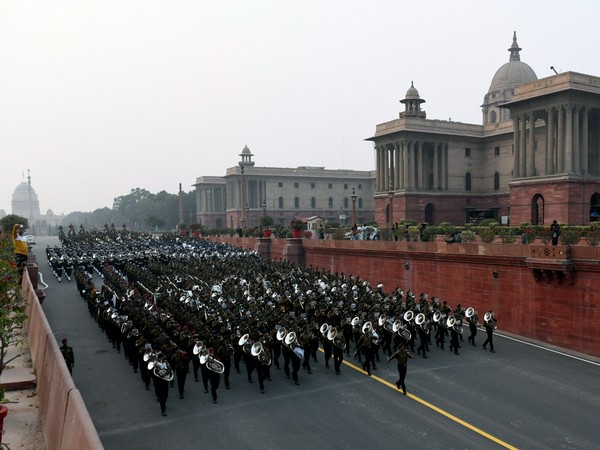 Army personnel performs during the full dress rehearsal for the 'Beating the Retreat' ceremony, at Vijay Chowk (Photo/ANI)