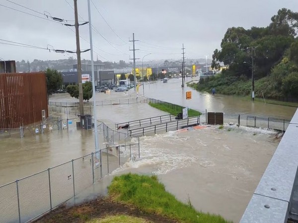 An area flooded during heavy rainfall in Auckland, New Zealand January 27, 2023, in this screen grab obtained from a social media video (Source: Reuters)