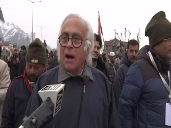 Congress leader Jairam Ramesh while speaking to ANI in Pulwama during the 'Bharat Jodo Yatra' (Photo/ANI)
