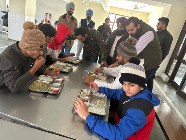 Punjab Sports Minister Gurmeet Singh Meet Hayer inspecting the food Punjab Institute of Sports (Photo/ANI)