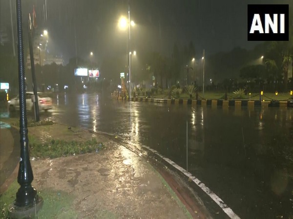 A rain-drenched Safdar Hashmi Road in Delhi. (Photo/ANI)
