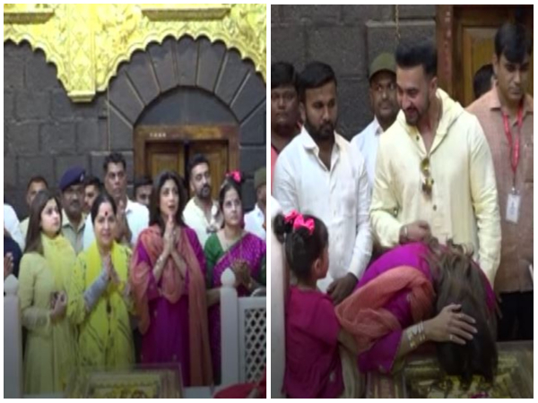 Shilpa Shetty at Sai Baba's temple with family.