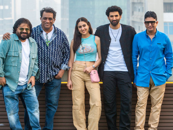 Pritam, Anurag Basu, Sara Ali Khan, Aditya Roy Kapoor, Bhushan Kumar (Image source: Instagram)