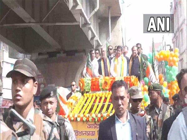 Tripura Chief Minister holds a roadshow ahead of filing his nomination (Photo/ANI)