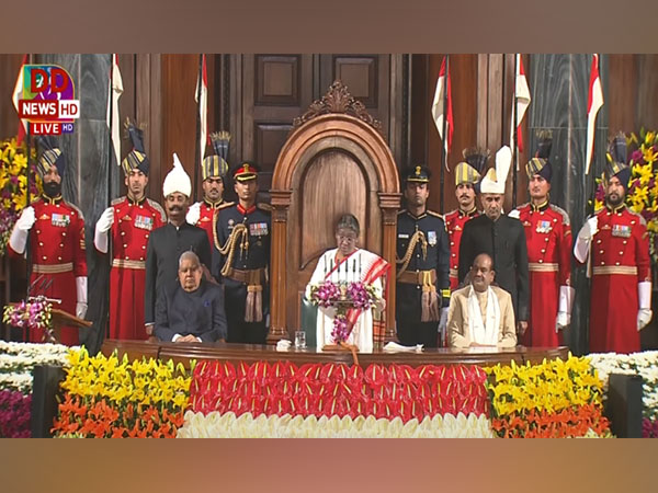 President Droupadi Murmu addressing the joint sitting of two Houses of Parliament (Photo/ANI)