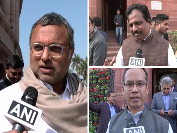 Congress MPs (clockwise) Karti Chidamabaram, K Suresh, Gaurav Gogoi (Photo/ANI)