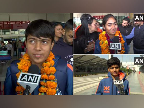 U19 World Cup winners welcomed at IGI airport (Photo: ANI) 