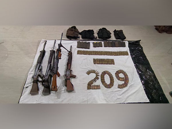 Visuals of the recovered arms and ammunition (Photo/ANI)