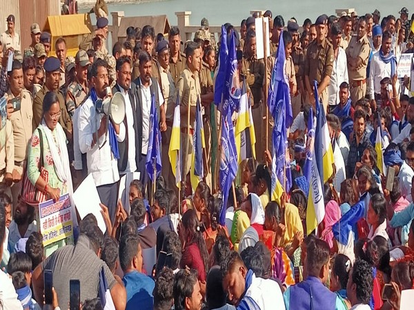 Bhim Army staged protest in Raipur (Photo/ANI)