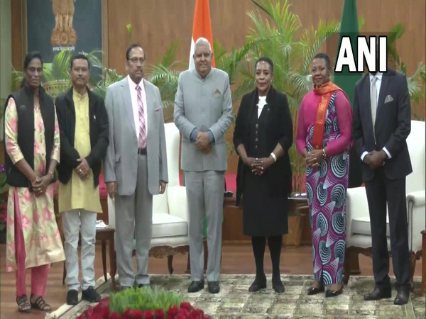 Zambian parliamentary delegation meets Vice President Jagdeep Dhankhar. (Photo: ANI)