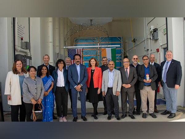 NASA-ISRO satellite send-off ceremony in California. (ANI)