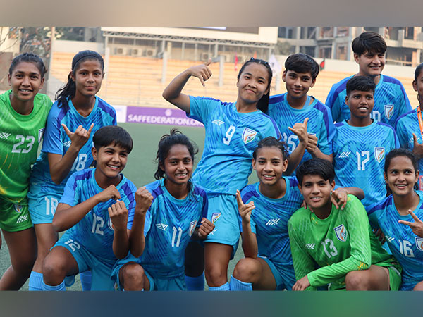 India team celebration after beating Bhutan in SAFF U-20 Women's Championship (Image: AIFF media)