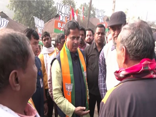 Tripura Chief Minister Manik Saha while talking to people in door-to-door campaing (Photo/ANI)