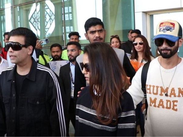 Karan Johar, Shahid Kapoor and Mira Rajput at Jaisalmer Airport (Image Source: ANI)