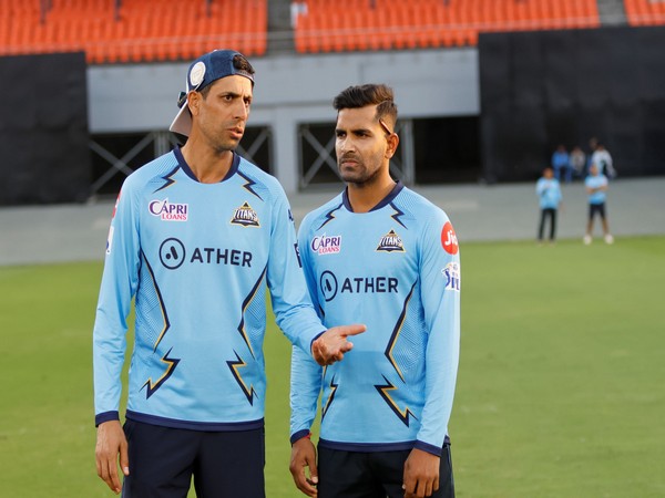 Gujarat Titans Head Coach Ashish Nehra with pacer Shivam Mavi in training camp in Ahmedabad (Image: Gujarat Titans media)