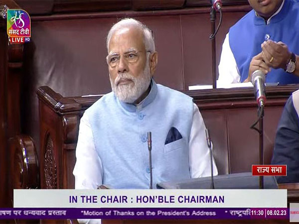Prime Minister Narendra Modi wearing a jacket made from recycled plastic bottles at the Parliament