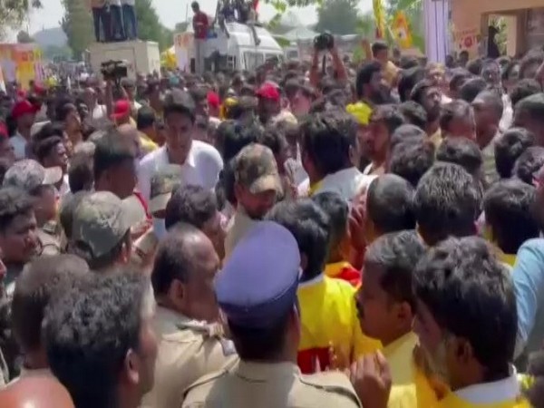 TDP workers clash with Police in Chittoor district, Andhra Pradesh. (Photo/ANI)