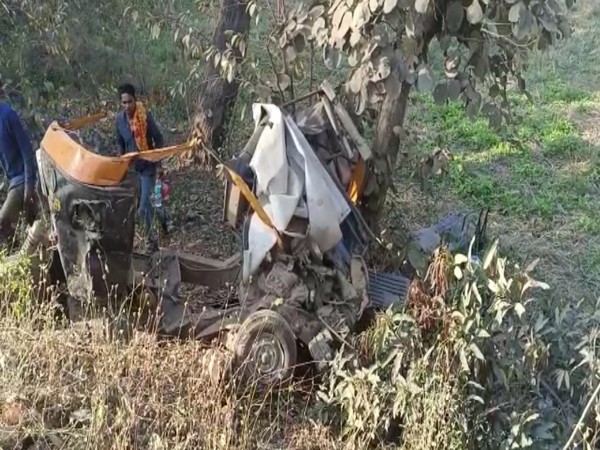 Damaged auto-rikshaw after the accident (Photo/ANI)