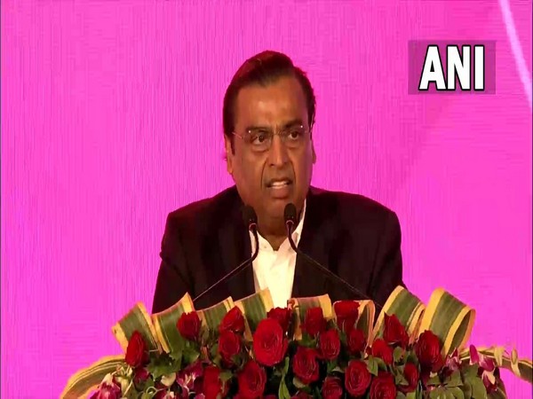 Reliance CMD Mukesh Ambani at UP Global Investors Summit 2023 (Image: ANI)