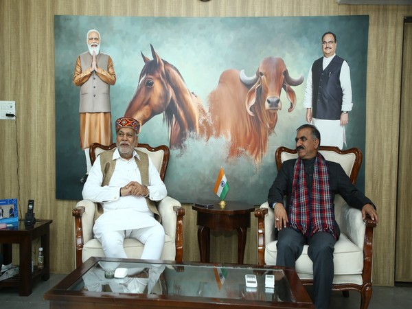 Himachal Pradesh Chief Minister Sukhvinder Singh met Union Minister Parshottam Rupala (Photo/ANI)
