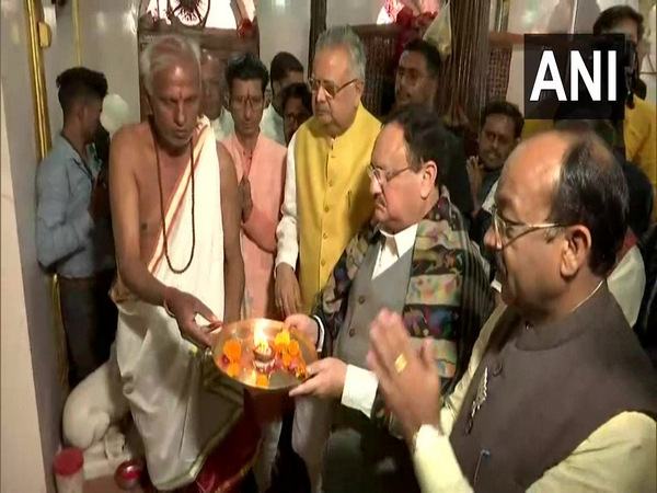BJP chief Nadda during his visit in Maa Danteshwari Temple (Photo/ANI)