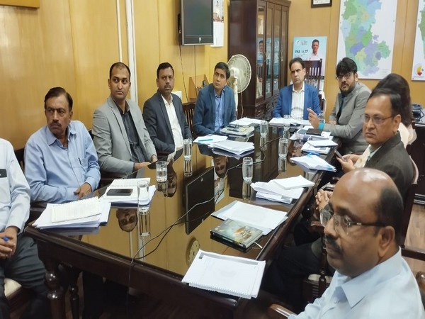 A glimpse of the ECI officials attending a meeting in Bengaluru through video conferencing (Photo/ANI)