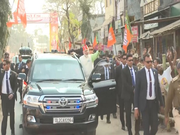 Prime Minister Narendra Modi during the road show (Photo/ANI)