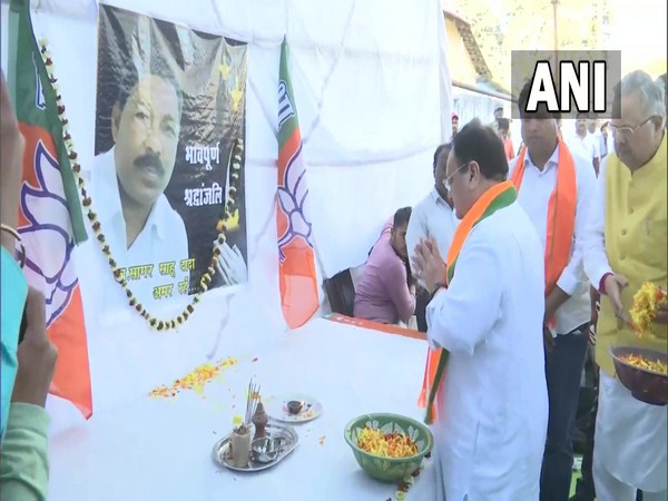 BJP National President JP Nadda pays tribute to local party leader who was killed in Chhattisgarh (Photo/ANI)