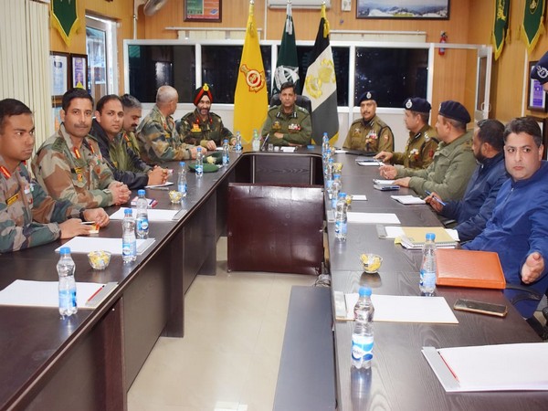 ADGP Jammu Zone Mukesh Singh chairing meeting (Photo/ANI)